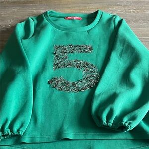 Vibrant Emerald green Marina Sport luxurious sweatshirt rhinestones oversized